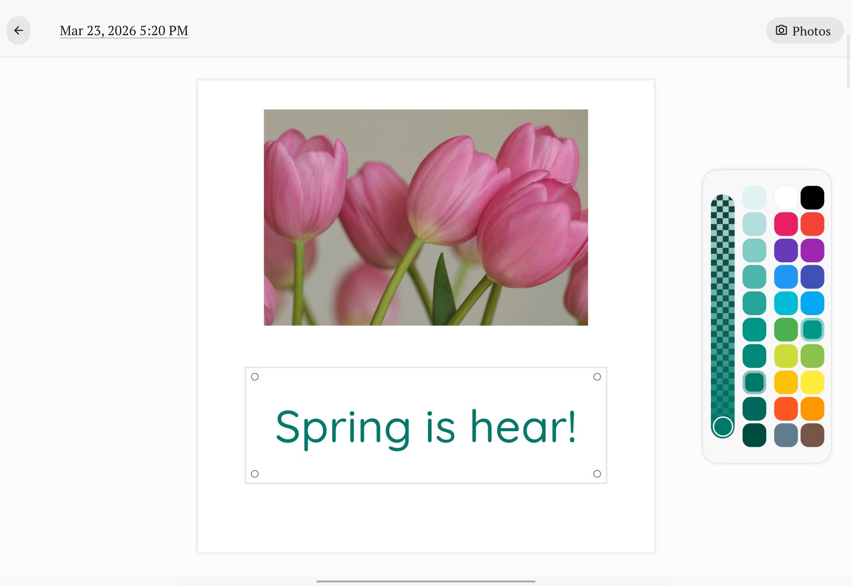 Page with floating text and stickers