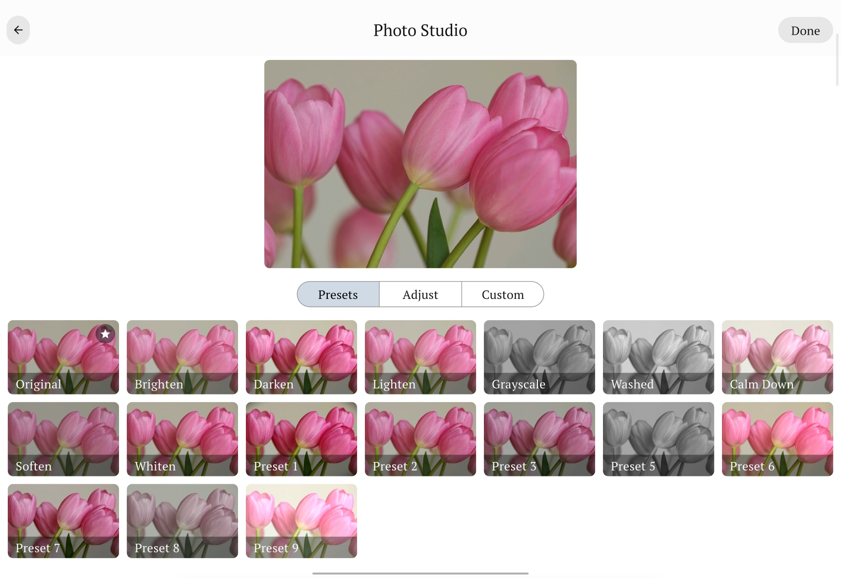Photo with filter options